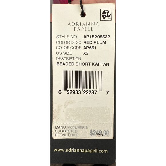 Adrianna Papell Embellished Rhinestones Kaftan Shift Dress Red Plum Size XS - Picture 12 of 16